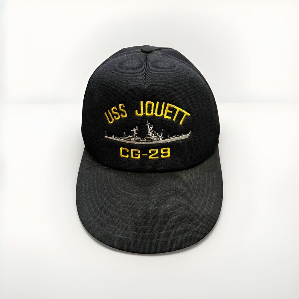 Vintage The Corps Mens Black USS Jouett CG-29 Ship SnapBack Hat Made in USA